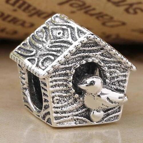 Original Vintage Spring Bird House Sweet Home Beads Fit 925 Sterling Silver Bead Charm Bracelet Bangle Diy Jewelry