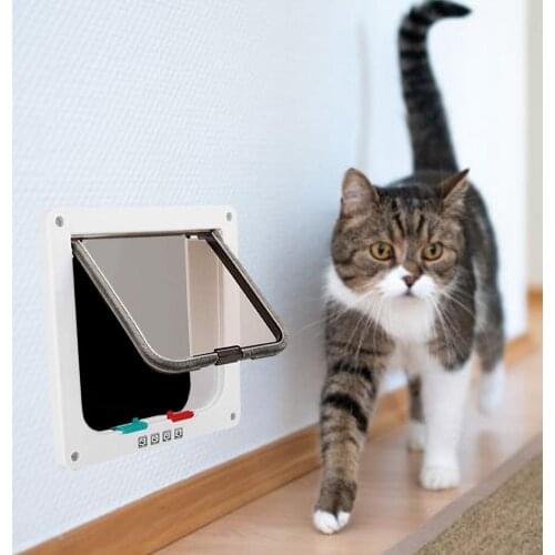 Durable Pet Door Lockable Door Smooth Swing Device Adjusted To 4 Modes Cat Dog Door Sliding Controllable Lockable Pet Supplies