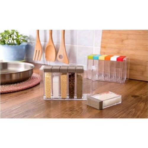 Transparent Russia flavor Spice jar seasoning jar kitchen condiment box acrylic seasoning Box Storage Box Cruet 6pcs/set AU029