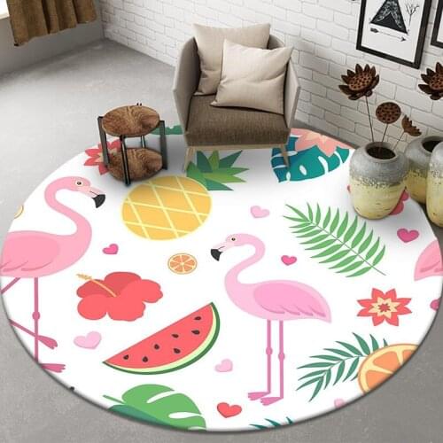 Pink Flamingo Girls Bedroom Carpet Home Decor Anti-slip Chair Mat Children Play Game Rugs Doormat Round Living Room Area Rug