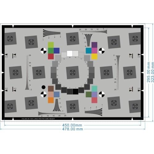 ISO 12233:2017 (ESFR) Test Chart Reflective 478X323mm Hyperbolic Wedge-shaped TVline with Spatial Frequency for Visual Analysis