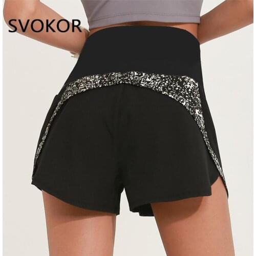 SVOKOR Reflective Sport Shorts Women Fitness High Waist Shorts Running Workout Casual Gym Athletic Breathable Short Botttoms