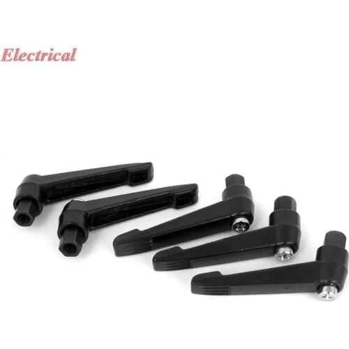 M6x25mm Male Thread Lathe Machine Metal Adjustable Handle Lever Grip Black