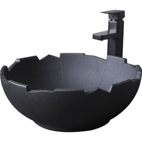 New Desing Art Sinks Counter Basin Bathroom Sink Round Ceramic Wash Basin Washbasin Black Bathroom Sink Ceramic Balcony Basin