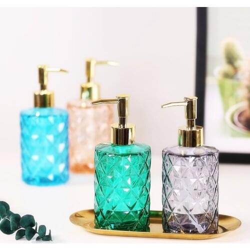 NEWYEARNEW 1piece 330ml Glass Liquid Soap Dispensers Emulsion Bottles Latex Bathroom Accessories Set Wedding Gift