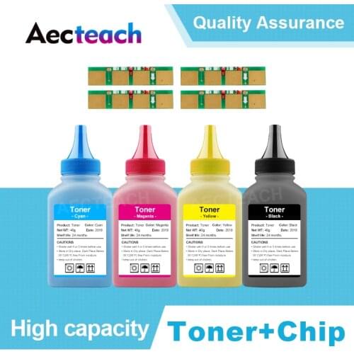 Aecteach 4 x Refill Color toner Powder + 4chip CLT-407S clt 407s clt-k407 toner cartridge for Samsung CLP-325 320 CLX-3285 3185