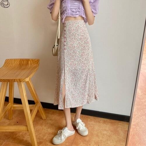 Womens Skirt Vintage Clothes Long Skirts Red Harajuku Summer High Waist Streetwear 2021 Fashion flowy Spring Elastic Chiffon