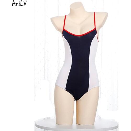 AniLV Japanese Anime one-piece Swimsuit Costume Beach Student Bodysuit Swimwear Uniform Cosplay