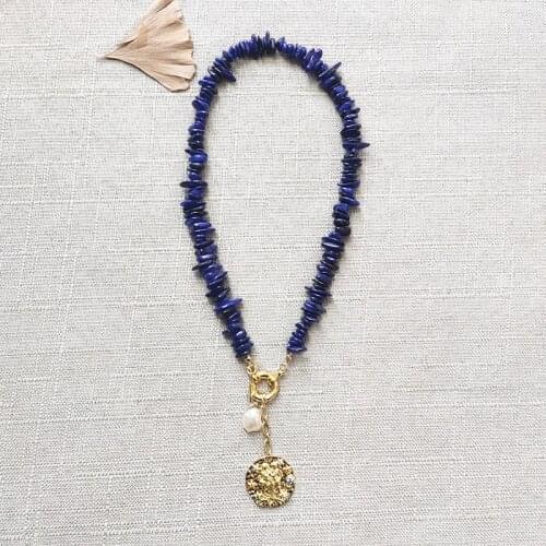 2021 Summer Charm Neck Accessory Gold-color Pendant Necklace Handmade Natural Stone Collares Para Mujer цепочки и ожерелья