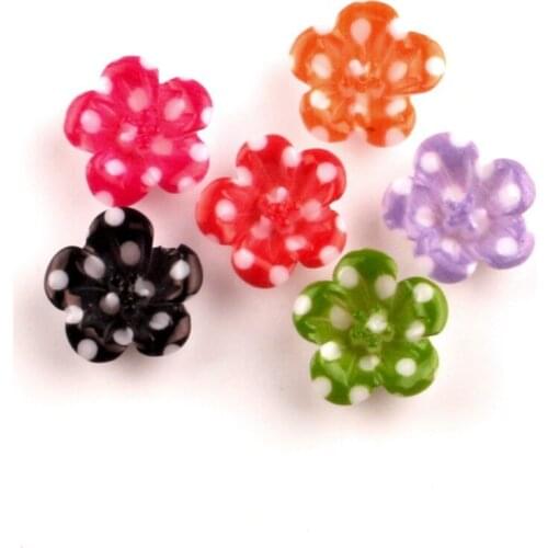 100Pcs Mixed Resin Dot Flower Decoration Crafts Beads Flatback Cabochon Scrapbooking For Embellishments Kawaii Diy Accessories