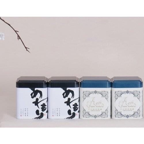 2Pcs Tea Sealed Box Kitchen Storage Container Jar Tin Square Can Candy Canister