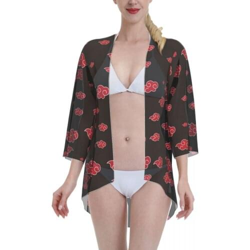 2021 Women Swimming Wear Kimono Cardigan Anime Manga Costume Akatsuki (12) Summer Swimwear blouse