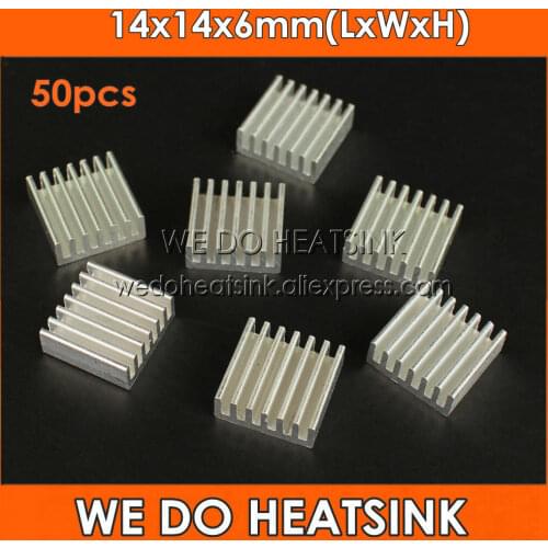 WE DO HEATSINK 50pcs 14x14x6mm Extruded Aluminum Radiators Extrusion Aluminium Heatsink For IC DC Converter Fans & Cooling