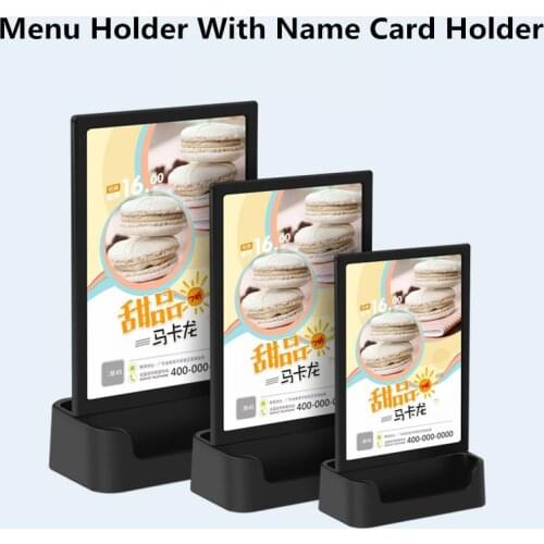 A5 T-Shaped Desktop Menu Sign Holder Display Stand Poster Picture Flyer Holder Frame With Business Card Case Holder