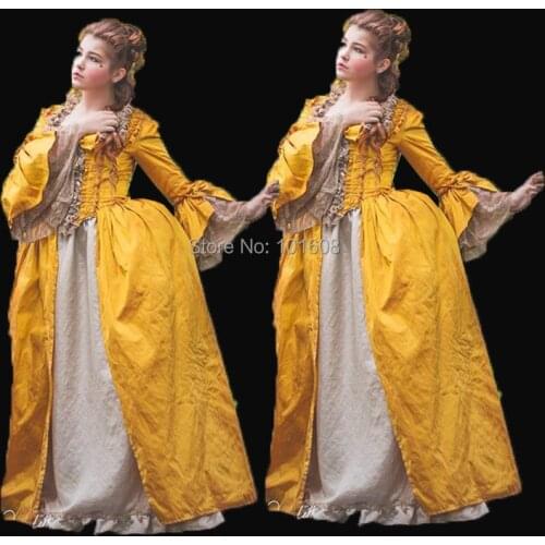 Tailored!Royal Eras Yellow Taffeta Duchess 18th Gothic Theater medieval Renaissance Reenactment DRESS Victorian dresses HL-331