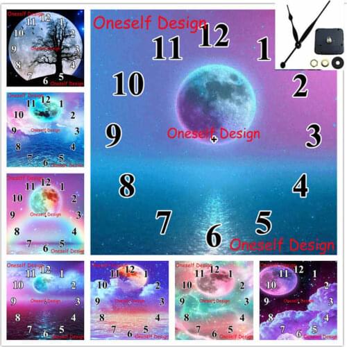 High end 5d diamond painting full with Mechanical clock moon 5d diamond embroidery full clock diamond mosaic sale wall sticker
