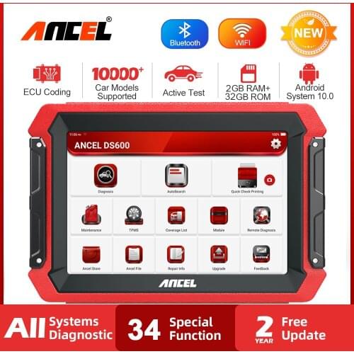 Ancel DS600 Engine Scan Tools BI-Directional OBD2 Scanner All System ECU TPMS Coding DPF Oil Airbag Diagnostic Tools Automotive