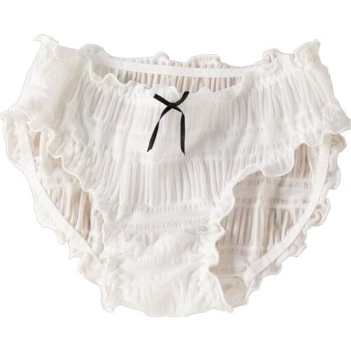 Girls' Ice Silk Is Sweet and Simple Underwear Low Waist White Lace Panties Kawaii Lingerie