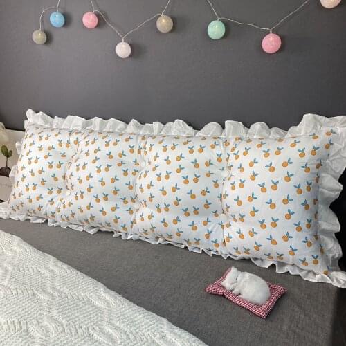 Korean Style Large Cushion for Bed Sofa floral Bedside Pillow with Lace for Girl Room Large Backrest with Inner 1.5m, 1.8m, 2m