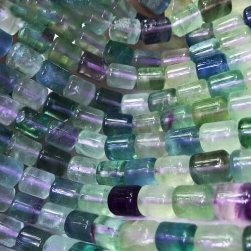 Loose beads blue purple Fluorite pillar 11*15mm for DIY jewelry making loose beads FPPJ wholesale nature