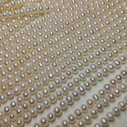 Freshwater Pearl Near-Round Shape 5-5.5 Beads DIY Single Strand 14.2" For Women DIY Jewelry Accessories