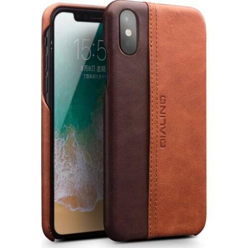 QIALINO Genuine Leather Phone Case for iPhone X Fashion Luxury Ultrathin with Card Slot Back Cover for iPhone X for 5.8 inch