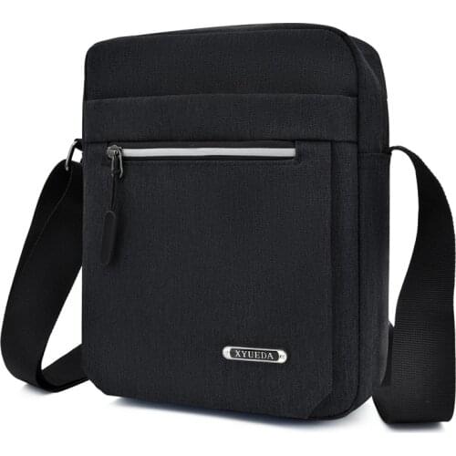 Mens business casual Oxford cloth soft surface zipper shoulder bag Vertical square diagonal mobile phone notebook small bag