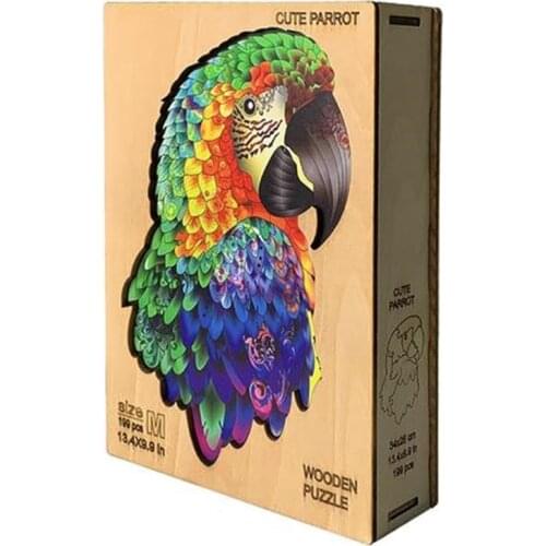 Wooden Jigsaw Kids Puzzle Parrot Animal Shapes Wooden Adults Puzzles Games For Children Educational Toys DIY Puzzle Crafts Gifts