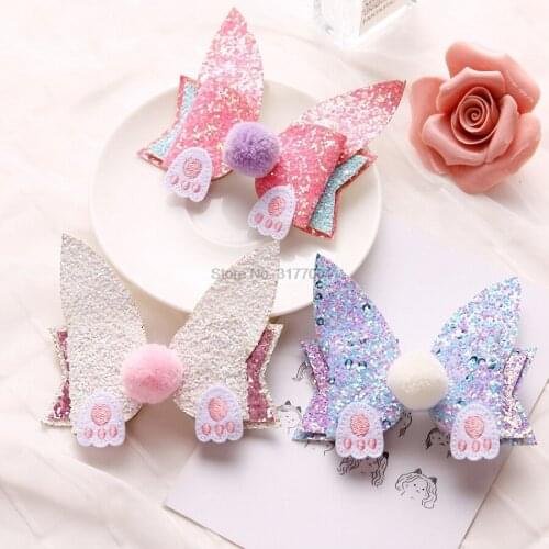 DHL 1000pc Glitter Bow Knot Hair Clips for Girls Cute Cartoon Print Hair Bows Hair Barrettes Girls Princess Hair Pin