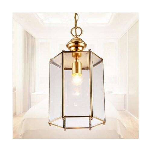 European rural copper&transparent glass Pendant lights Handwork E27 LED outdoors&indoor lamp for porch&pavilion&stairs BRSDD008