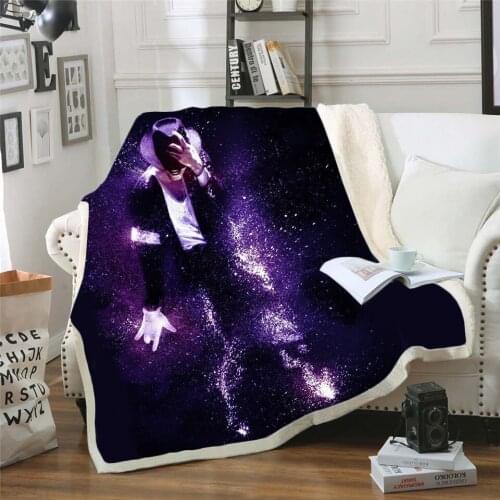 Michael Jackson 3d printed fleece blanket for Beds Hiking Picnic Thick Quilt Fashionable Bedspread Sherpa Throw Blanket style-8