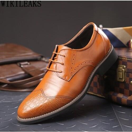 Formal Crocodile Brogue Shoes Men Luxury Men Dress Shoes Leather Fashion Party Shoes for Men Zapatos De Vestir De Los Hombres