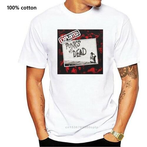 Exploited Men Punk Not Dead T-shirt Black Rockabilia Print T-Shirt Male Brand 100% Cotton Geek Family Top Tee
