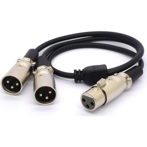 LBSC XLR Cable Y Splitter Adapter XLR Female To Dual XLR Male Y Extension Cords for Microphone Audio 50CM (1 Female To 2 Male)