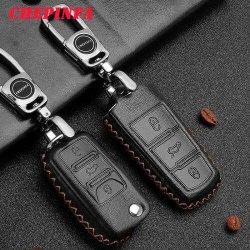 Leather Car Key Case Cover For VW Volkswagen Polo Golf Passat Beetle Caddy T5 Up Eos Tiguan SkodaA5 SEAT Leon Altea