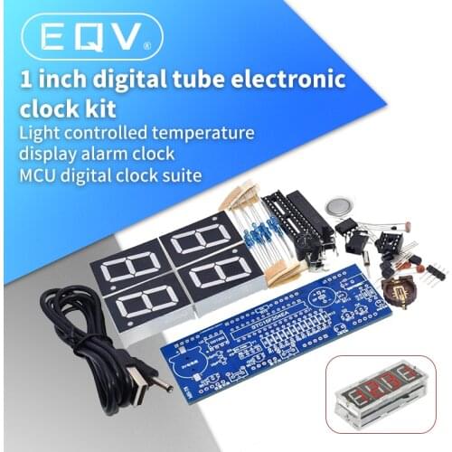 4 Bits DIY Digital Clock 1 Inch Electronic Kit Suite Microcontroller RED Tube LED Display Time Thermometer Alarm Student lab