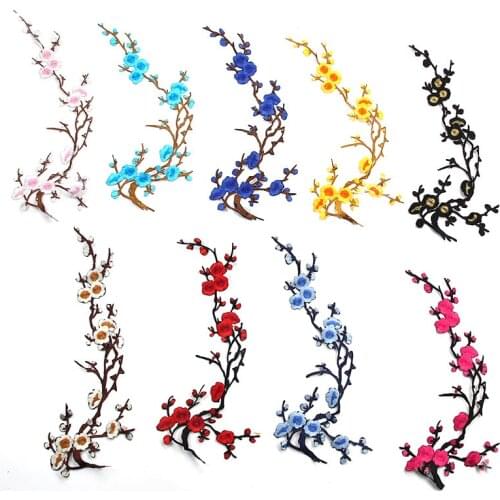 New Plum Embroidery Cloth Stickers Cheongsam Flower Embroidered Cloth Applique Rubber Ironing Clothing Accessories