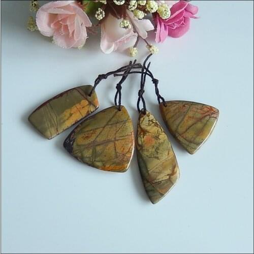 Wholesale,4pcs Natural Multi-color Picasso Jasper Pendants,34x33x5mm,29x27x5mm,24.5g