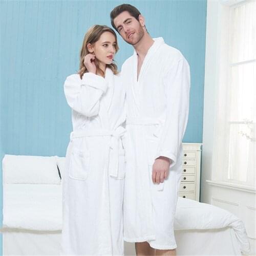 Autumn and winter new robe hotel yukata female cotton thickening couple sexy nightgown absorbent bathrobe to keep warm pajamas