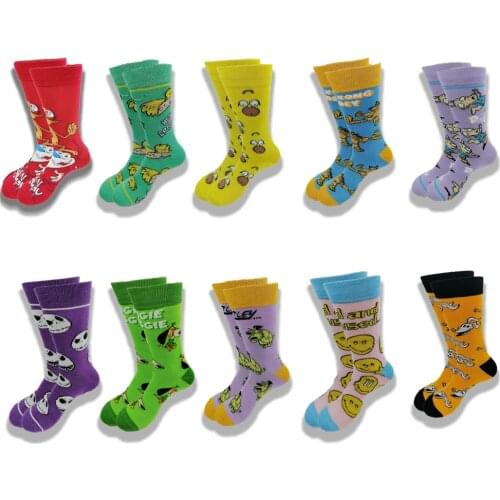 A Pair of Autumn and Winter Men Women Socks Fashion Cartoon Happy Novel Quality Stitching Soft and Comfortable Crew Socks