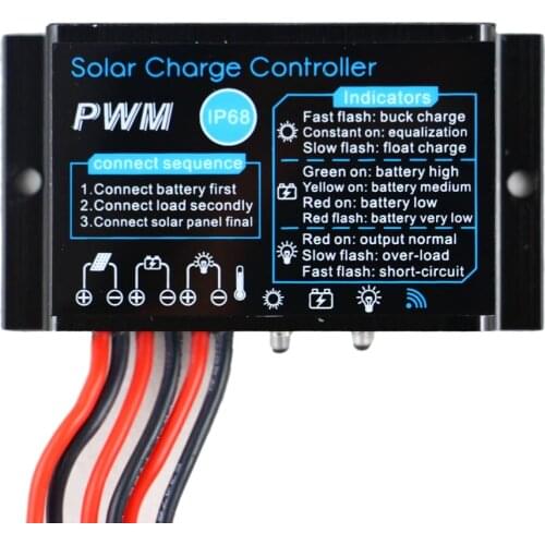 PWM Solar Charge And Discharge Controller 10A 12V Waterproof Regulator With Load 12 hours Working After Sunset For Street Light