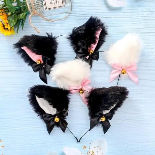 Plush Ears Fox Ears Bell Hair Band Cosplay Ears on The Head Halloween Accessories Cosplay Lolita Anime Accessories