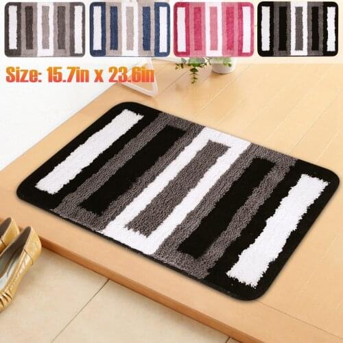 Luxury Bath Mat For Tub Bathroom Floor Striped NonSlip Fluffy Soft Plush Microfiber Shower Carpet Rug Machine Washable Quick Dry