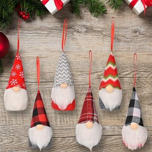 Christmas Decorations Christmas Lights Knitted Pendants Christmas Tree Ornaments 2022 New Plush Faceless Doll Party Home Decor