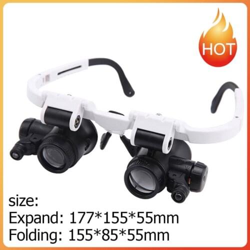 8X/15X/23X Binocular Head Wearing LED Magnifier Telescopic Repair Maintenance Inspection Double Glasses for Reading Jewelers