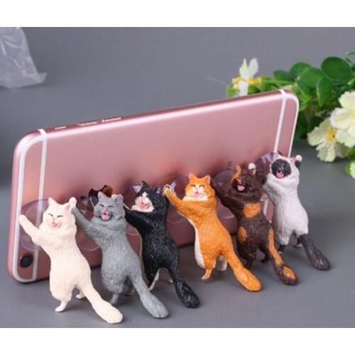 Ins Style Universal Cute Cat Cell Phone Holder Tablets Desk Car Stand Mount Sucker Bracket Navigation Bracket Desktop Dashboard