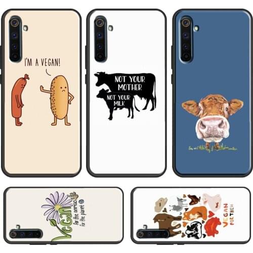 Vegan Vegetarian Cow Case For OnePlus 8 7 Pro Nord 7T For OPPO Realme 6 7 X2 X7 X50 Pro XT C3 Reno 4 Pro A9