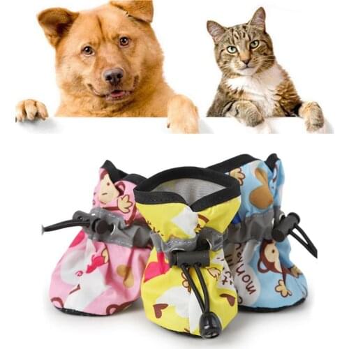 Waterproof Pet Dog Shoes Summer Breathable Rain Boots Pet Foot Covers Wear-resistant Monkey Pattern Puppy Shoes Dog Supplies