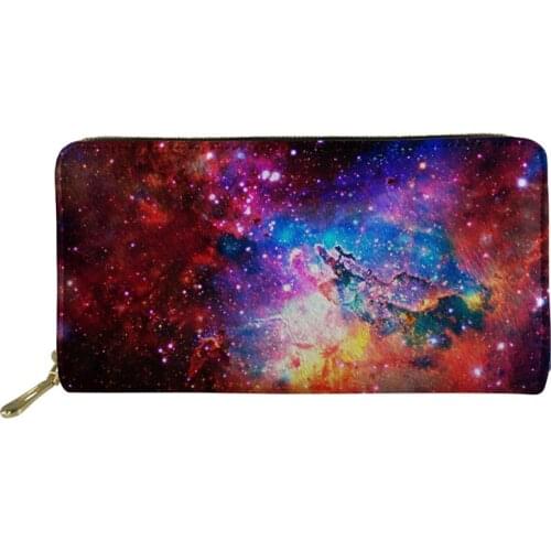 Womens Long Wallet Galaxy Print Ladies Casual Coin Card Holder Cases for Teenager Girls Travel Brand Design Wallet