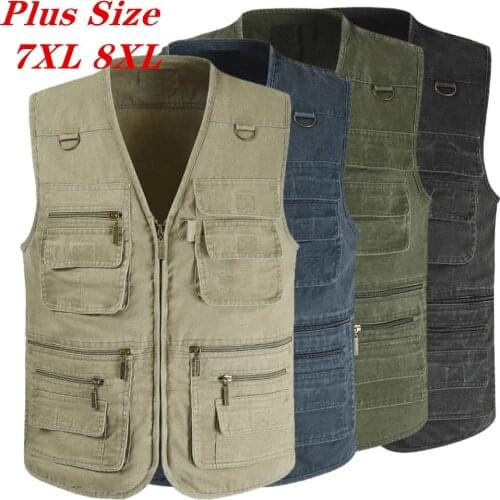 Plus Size 7XL 8XL Denim Vest Mens Jacket Sleeveless Cotton Casual Waistcoat Mens Jean Coat Slim Fit Male Jacket Cowboy Pockets